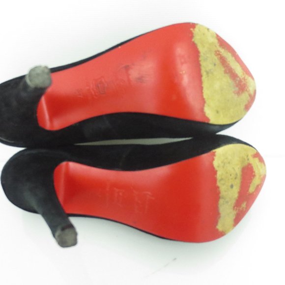 Christian Louboutin BIANCA 120 Black Suede Leather Platform Heels Pumps Shoes 37 - Picture 5 of 5